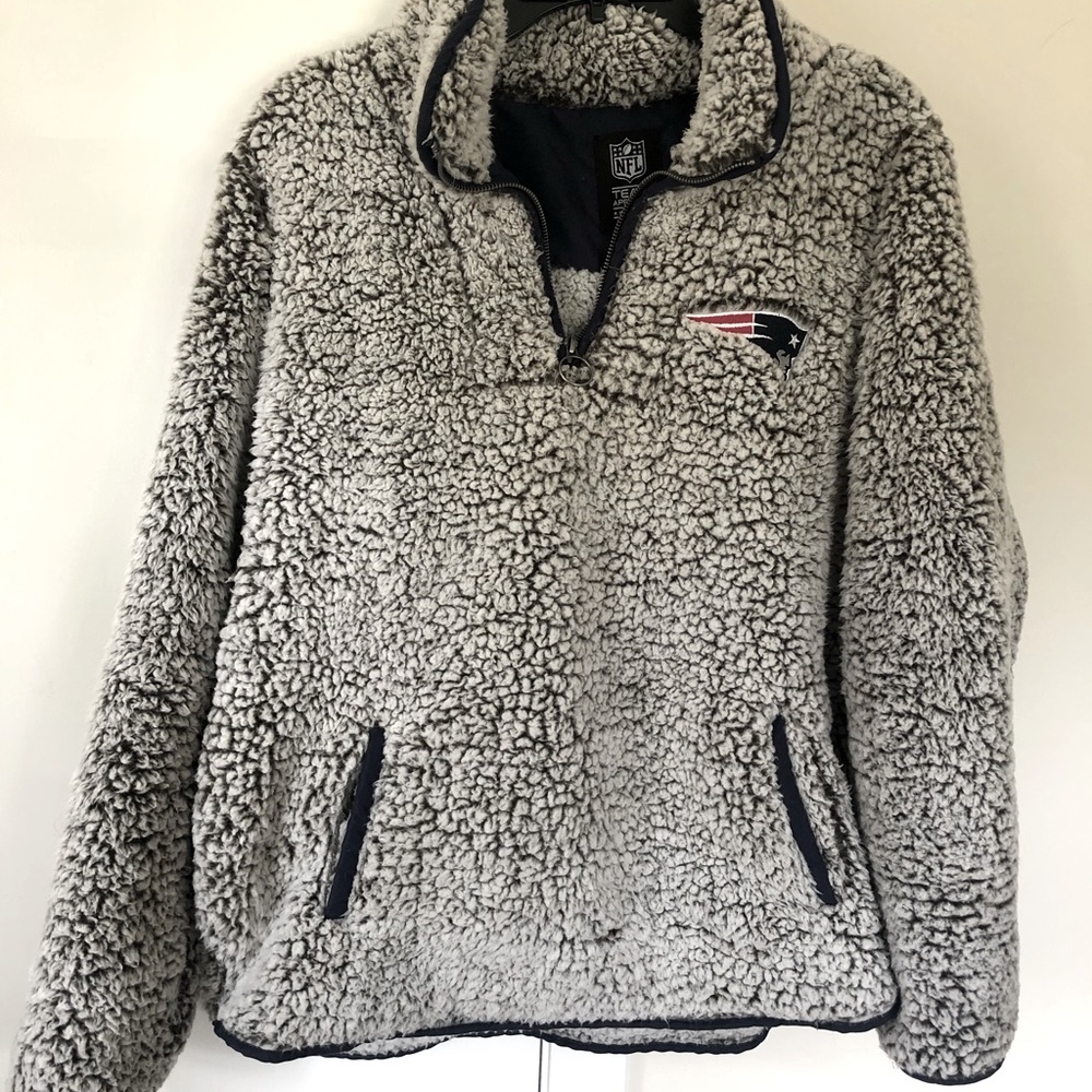 Patriots NFL Large Sherpa 3/4 zip up sweater